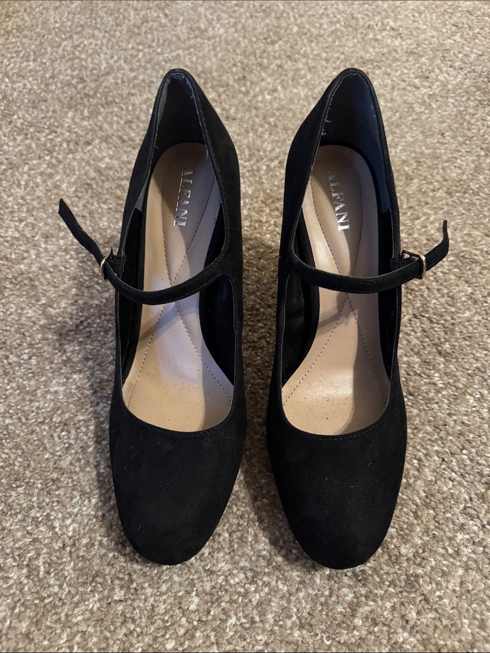Alfani Black Suede Mary Jane Heels with Ankle Strap